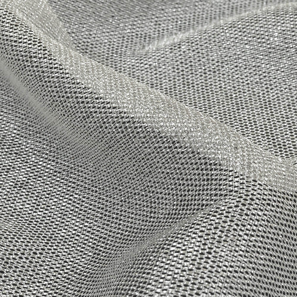 Metallic Silver and White Luxe Novelty Mesh