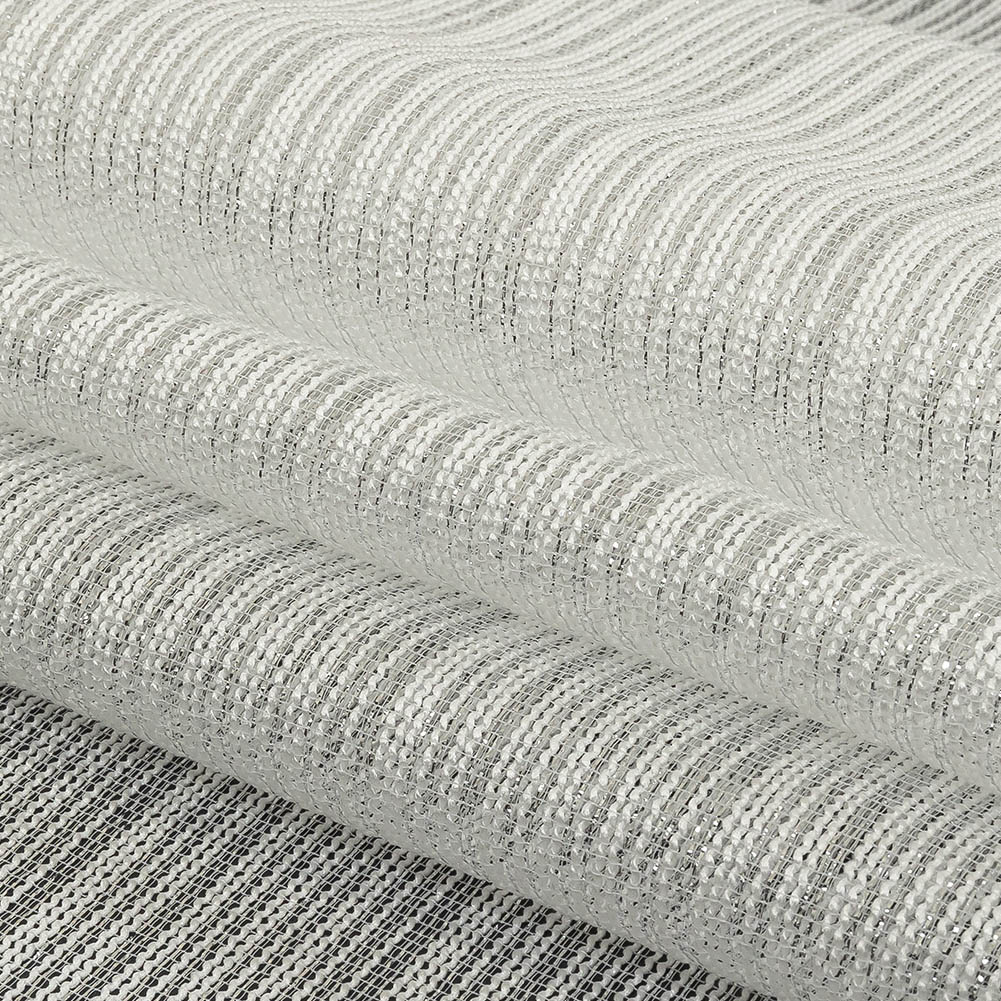 Metallic Silver and White Barcode Stripes Luxe Novelty Mesh