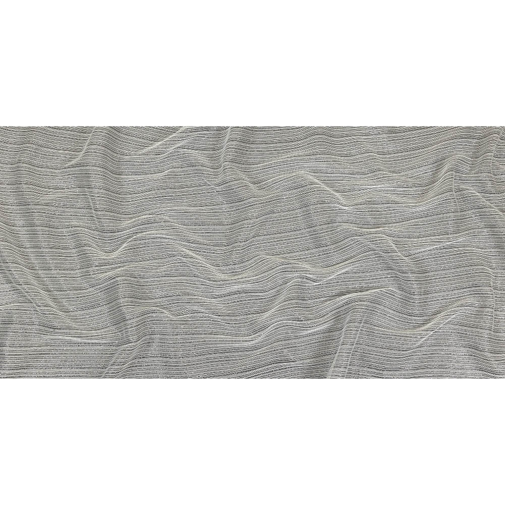 Metallic Silver and White Barcode Stripes Luxe Novelty Mesh