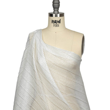 Metallic Silver and White Barcode Stripes Luxe Novelty Mesh