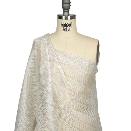 Metallic Gold and White Barcode Stripes Luxe Novelty Mesh