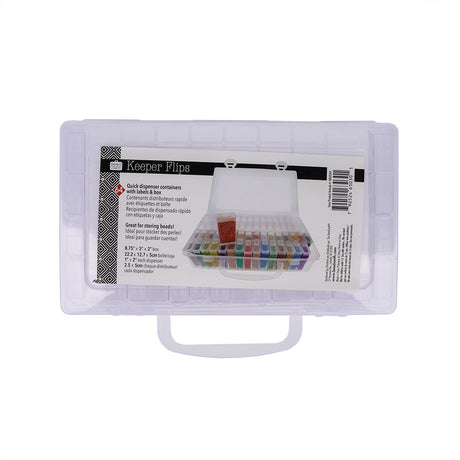 Plastic Organizer with 64 2" Flip Boxes and Labels - 8.5" x 5"