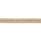 Tan Grosgrain Ribbon with Red Stitching Detail - 0.375"