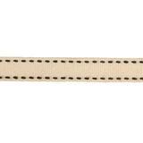Beige Grosgrain Ribbon with Two Row Delicioso Stitching Detail - 0.5625"
