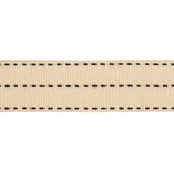Beige Grosgrain Ribbon with Three Row Delicioso Stitching Detail - 1"