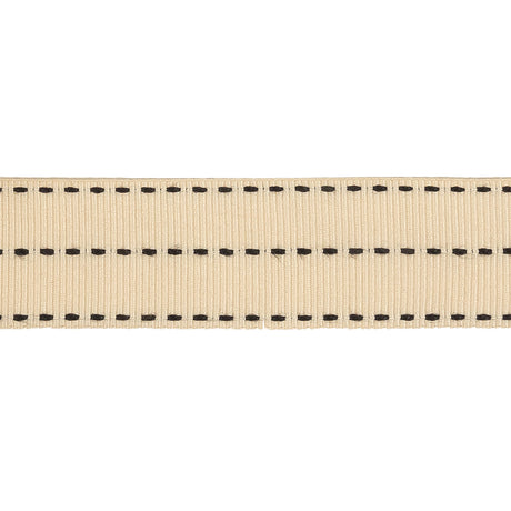 Beige Grosgrain Ribbon with Three Row Delicioso Stitching Detail - 1"