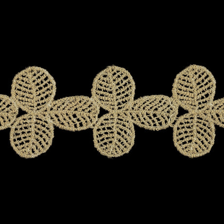 Greige Leafy Cotton Blend Venise Lace Trim - 1.375"