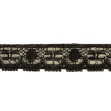 Black Abstracted Floral Cotton Blend Lace Trim - 0.75"
