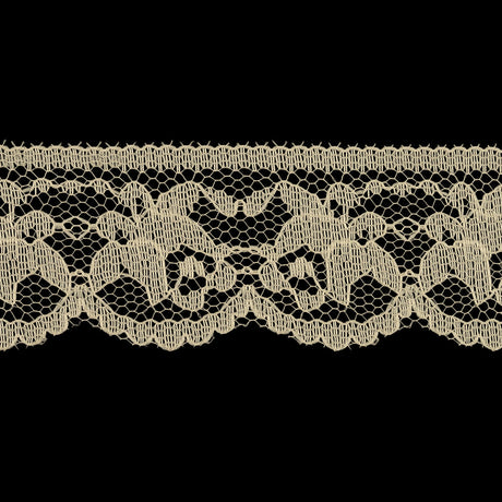 Tofu Rose Buds Scalloped Lace Trim - 1.375"