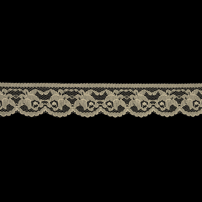 Tofu Rose Buds Scalloped Lace Trim - 1.375"