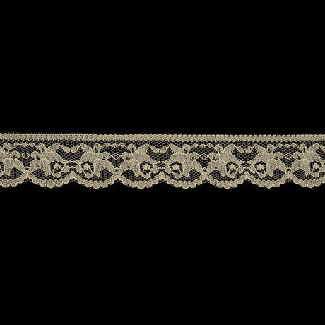 Tofu Rose Buds Scalloped Lace Trim - 1.375"