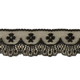 Black Flowers and Fancy Scallops Lace Trim - 1.625"