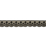 Black Flowers and Fancy Scallops Lace Trim - 1.625"