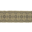 Pistachio Shell and Black Circles and Flowers Embroidered Mesh Lace Trim with Scalloped Borders - 4.25"