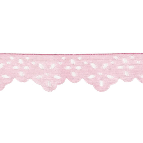 Shimmering Pink Scalloped Burnout Organza Trim - 1"