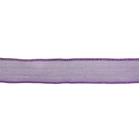 Purple Sheer Woven Ribbon with Wired Edges - 0.75"