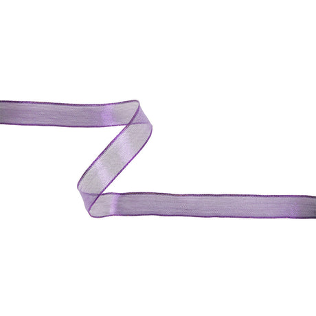 Purple Sheer Woven Ribbon with Wired Edges - 0.75"
