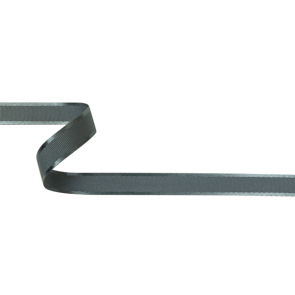 Gunmetal Satin-Edged Grosgrain Ribbon - 0.625"