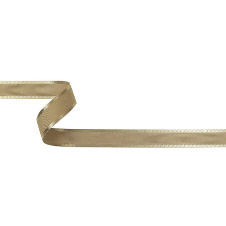 Beige Satin-Edged Grosgrain Ribbon - 0.625"