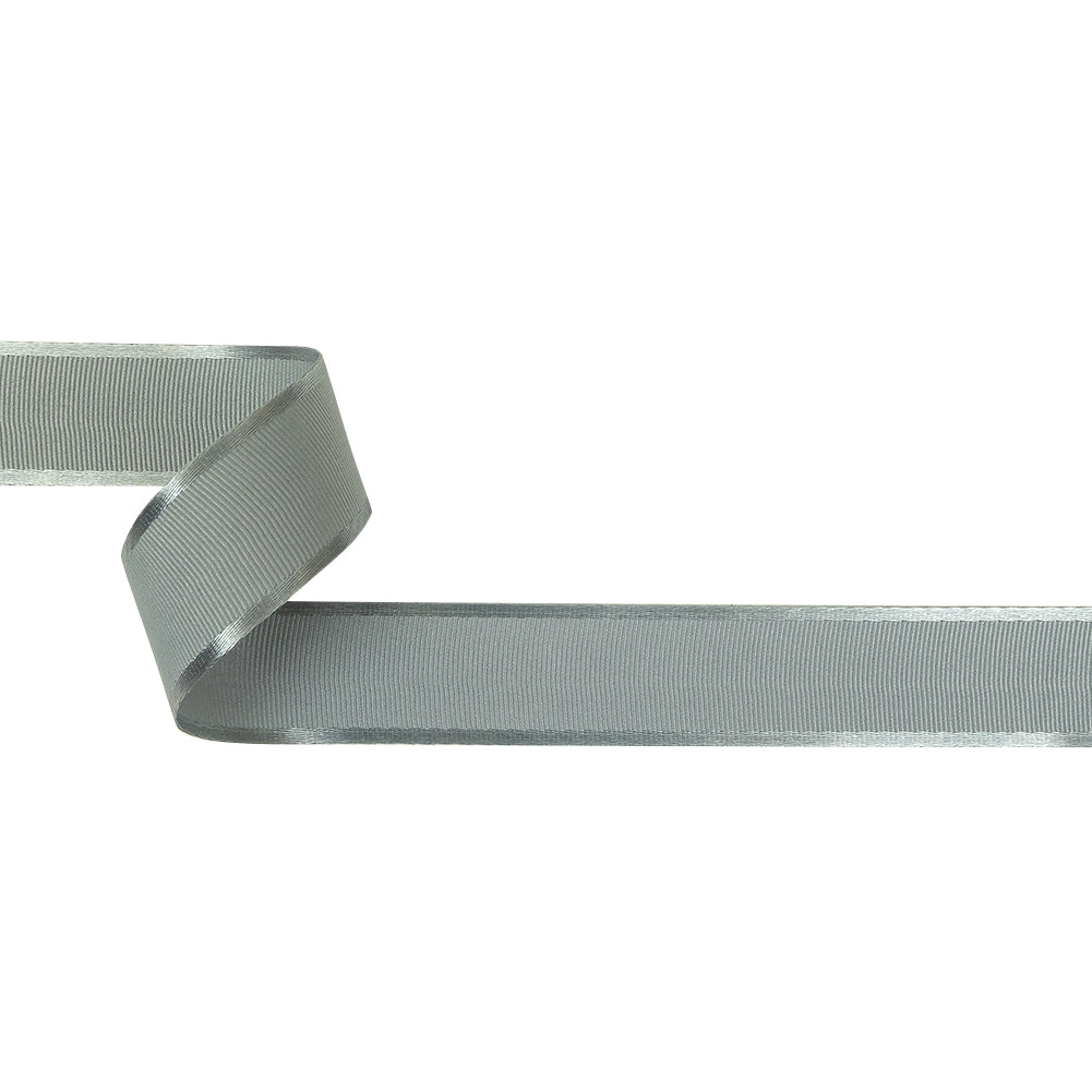 Silver Gray Satin-Edged Grosgrain Ribbon - 1"