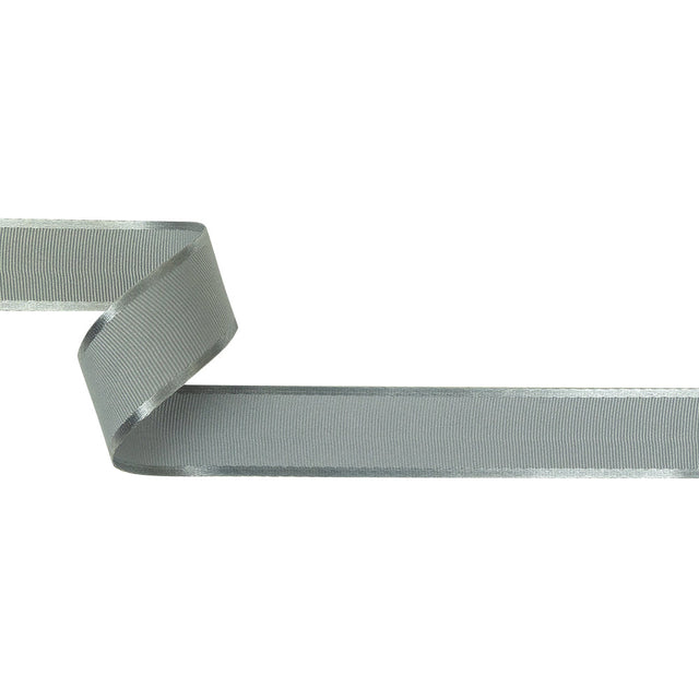 Silver Gray Satin-Edged Grosgrain Ribbon - 1"
