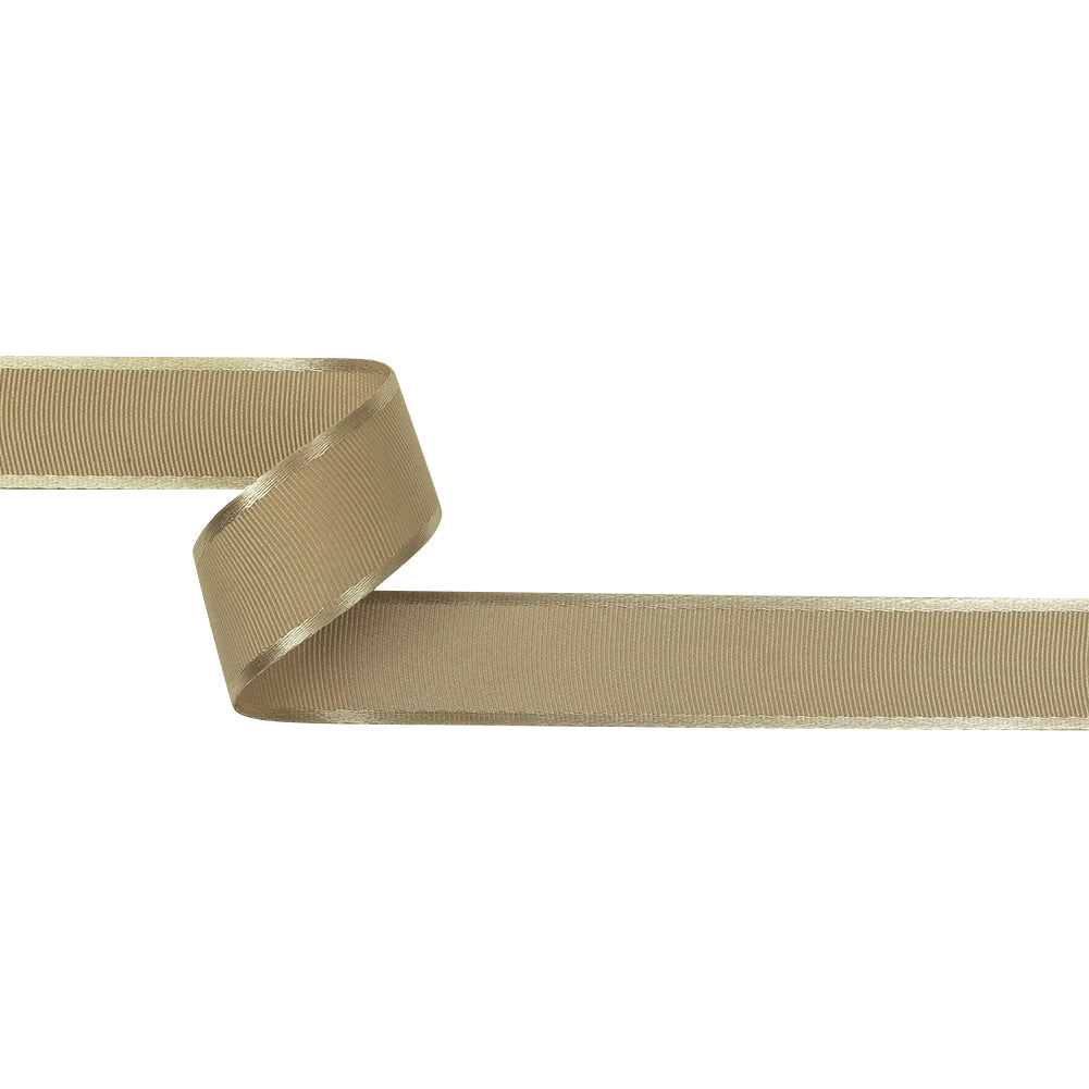 Beige Satin-Edged Grosgrain Ribbon - 1"