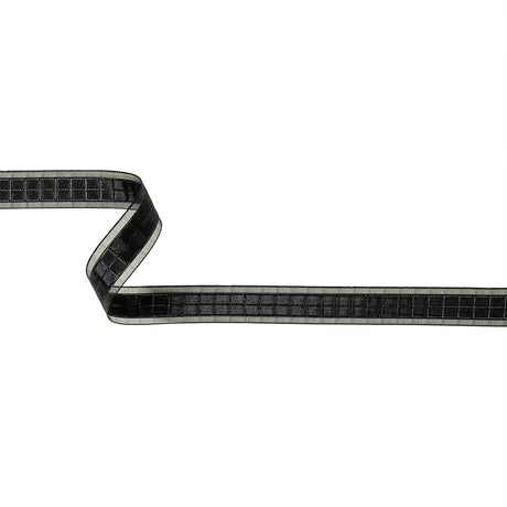 Caviar Windowpane Checks and Sheer Borders Woven Ribbon - 0.625"