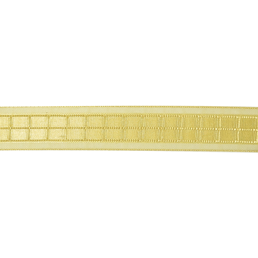Yellow Windowpane Checks and Sheer Borders Woven Ribbon - 0.625"