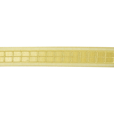 Yellow Windowpane Checks and Sheer Borders Woven Ribbon - 0.625"