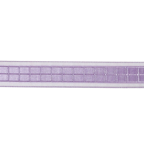 Lilac Windowpane Checks and Sheer Borders Woven Ribbon - 0.625"
