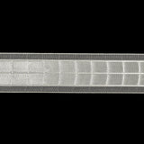 Brilliant White Windowpane Checks and Sheer Borders Woven Ribbon - 1"
