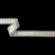 Brilliant White Windowpane Checks and Sheer Borders Woven Ribbon - 1"