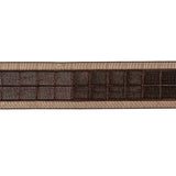 Brown Windowpane Checks and Sheer Borders Woven Ribbon - 1"