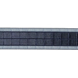 Evening Blue Windowpane Checks and Sheer Borders Woven Ribbon - 1"