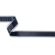 Evening Blue Windowpane Checks and Sheer Borders Woven Ribbon - 1"