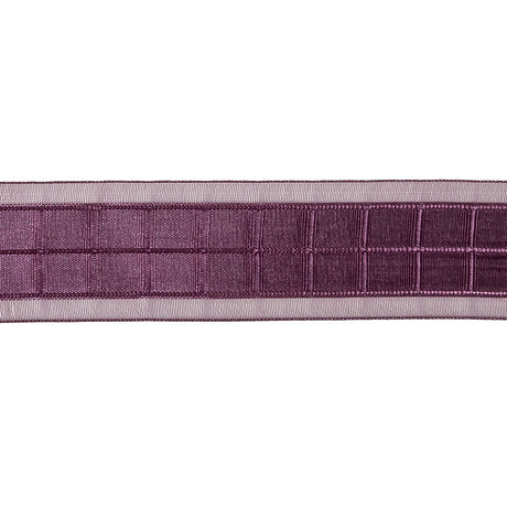 Plum Windowpane Checks and Sheer Borders Woven Ribbon - 1"