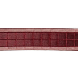 Wine Red Windowpane Checks and Sheer Borders Woven Ribbon - 1"