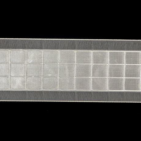 Blanc de Blanc Windowpane Checks and Sheer Borders Woven Ribbon - 1.5"