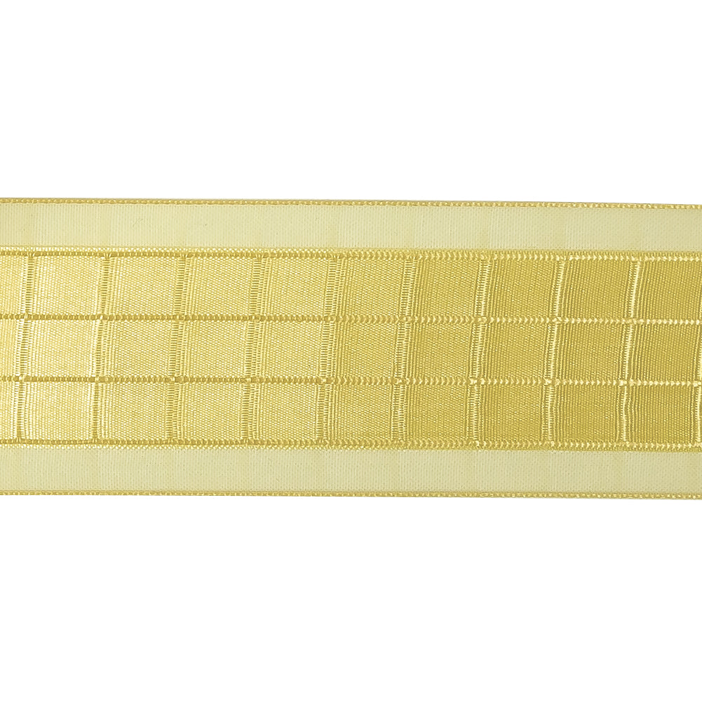 Yellow Windowpane Checks and Sheer Borders Woven Ribbon - 1.5"