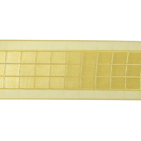 Yellow Windowpane Checks and Sheer Borders Woven Ribbon - 1.5"