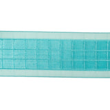 Turquoise Windowpane Checks and Sheer Borders Woven Ribbon - 1.5"