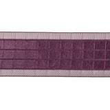 Plum Windowpane Checks and Sheer Borders Woven Ribbon - 1.5"