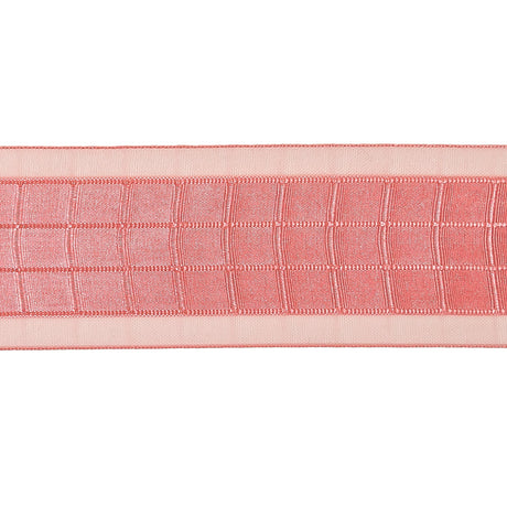 Bubblegum Pink Windowpane Checks and Sheer Borders Woven Ribbon - 1.5"