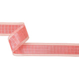 Bubblegum Pink Windowpane Checks and Sheer Borders Woven Ribbon - 1.5"