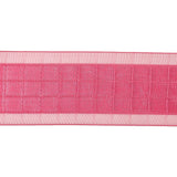 Hot Pink Windowpane Checks and Sheer Borders Woven Ribbon - 1.5"