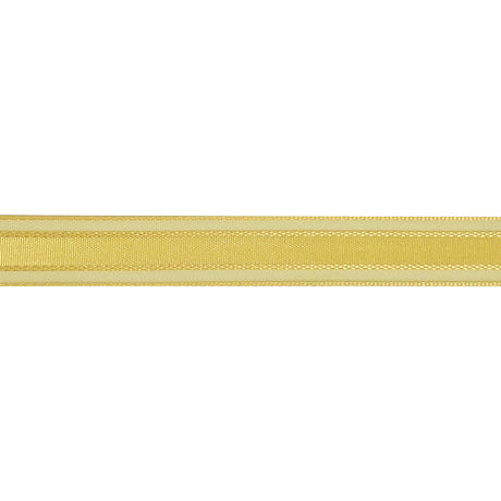 Yellow Woven Ribbon with Sheer Organza Borders - 0.5"