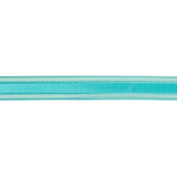Turquoise Woven Ribbon with Sheer Organza Borders - 0.5"