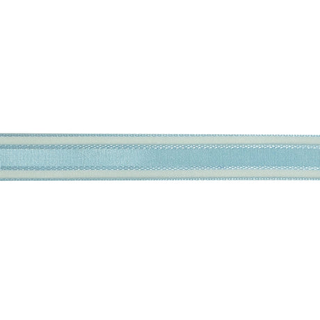 Baby Blue Woven Ribbon with Sheer Organza Borders - 0.5"