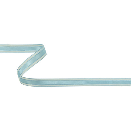 Baby Blue Woven Ribbon with Sheer Organza Borders - 0.5"