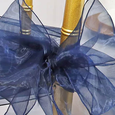10 Pieces Navy Blue Organza Chair Sashes 8"x108" Sheer Wedding & Event Decor